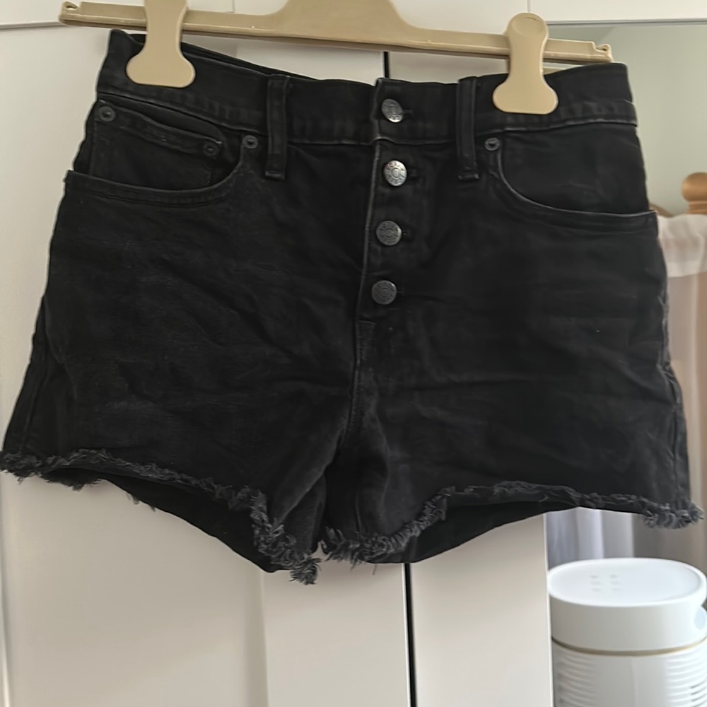 Jcrew factory black button up denim shorts size 25